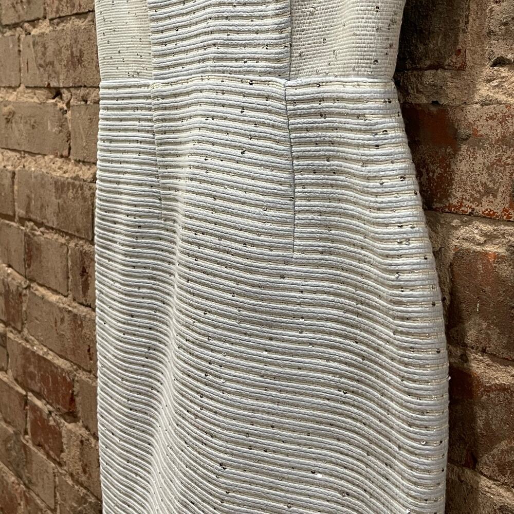Badgley Mischka Blue and White Striped Sparkle Mini Dress Size 4 - Picture 4 of 8